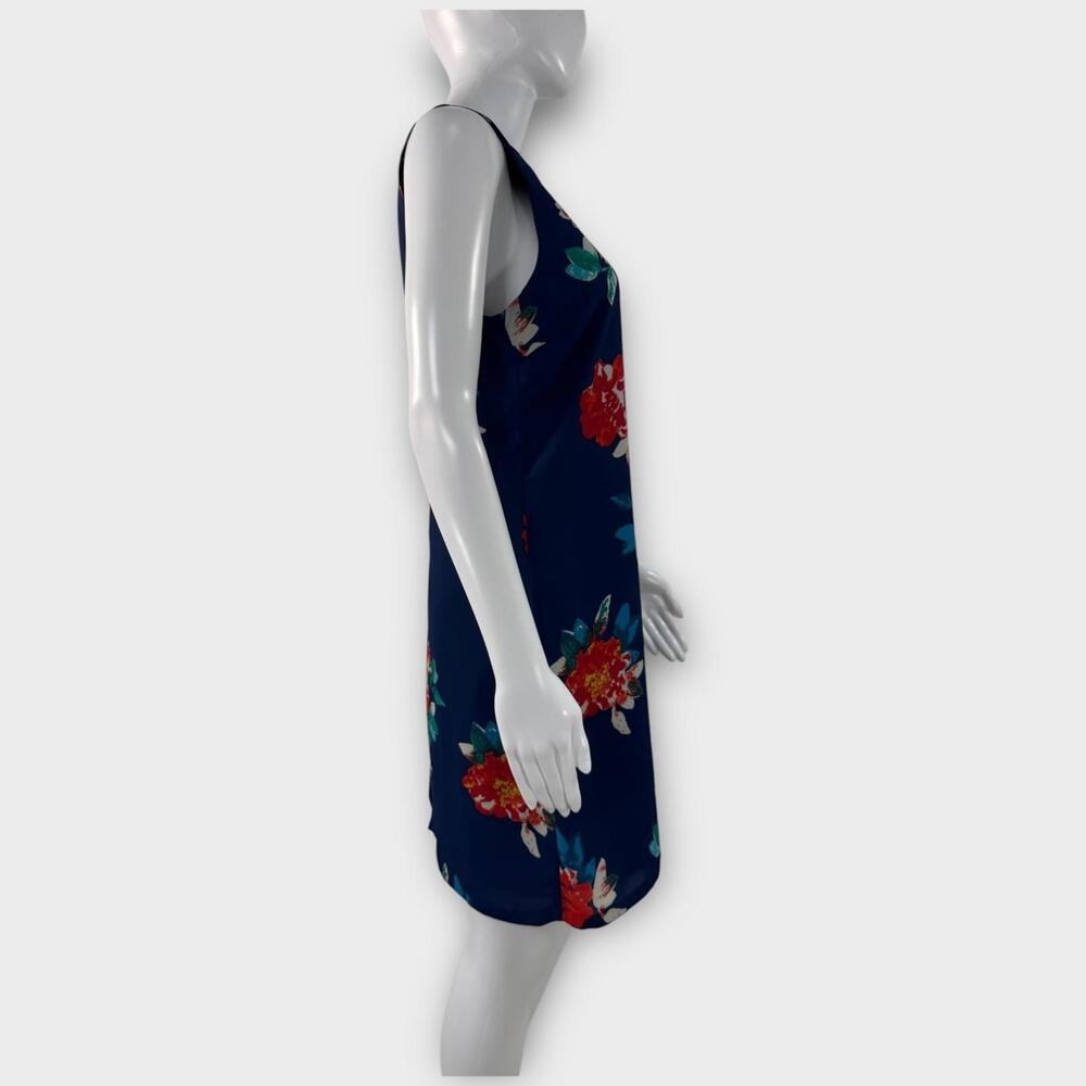 Love…ady Blue Red Floral Print Sleeveless A Line Mini Dress Women’s Size Medium - Picture 6 of 12